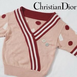 Rare Christian Dior V Neck Salmon Pink Sweater W/ 4 Piece Pin Set